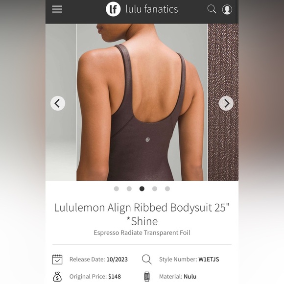 Lululemon Align Ribbed Bodysuit Brown Women’s Size 6 - Picture 3 of 8